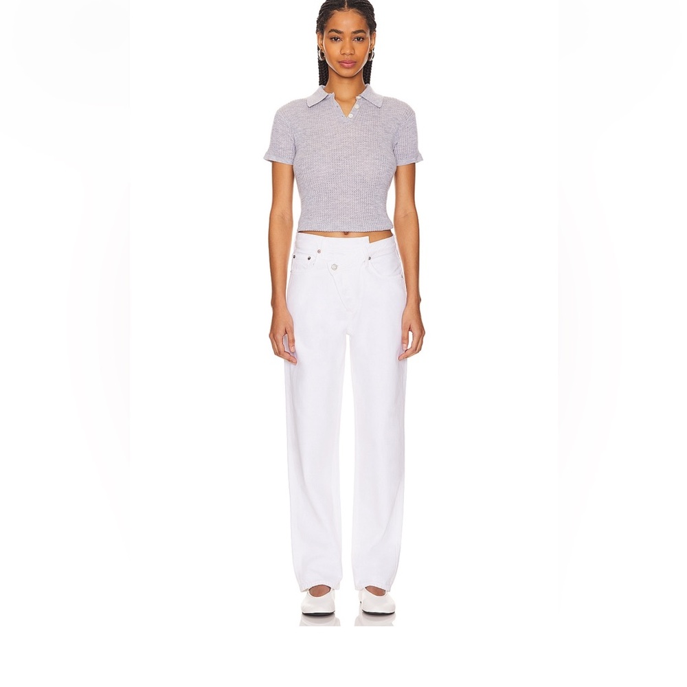 AGOLDE - high rise cross cross white denim jeans (Size 24)